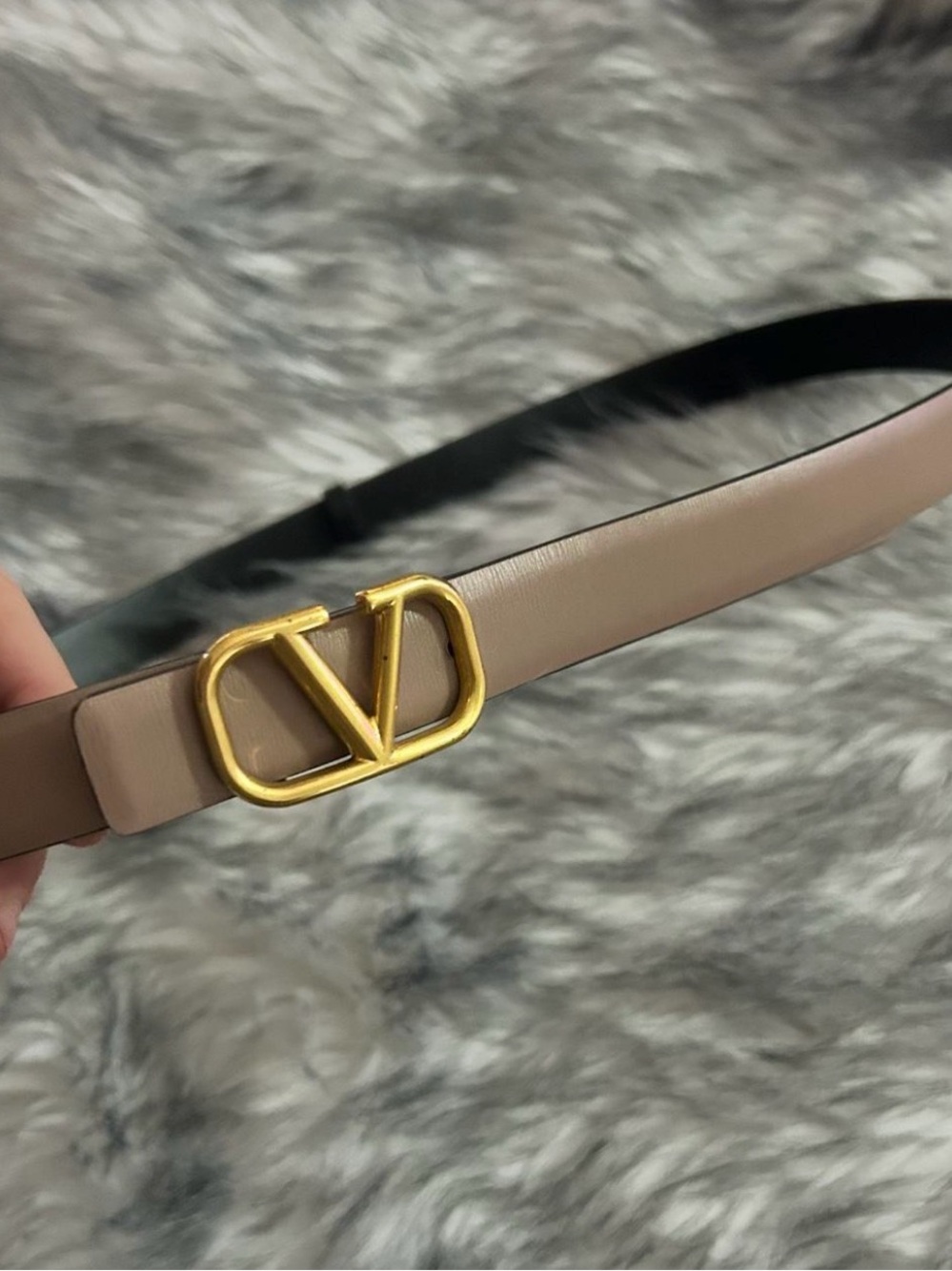 Valentino reversible Belt with Gold VLogo Buckle